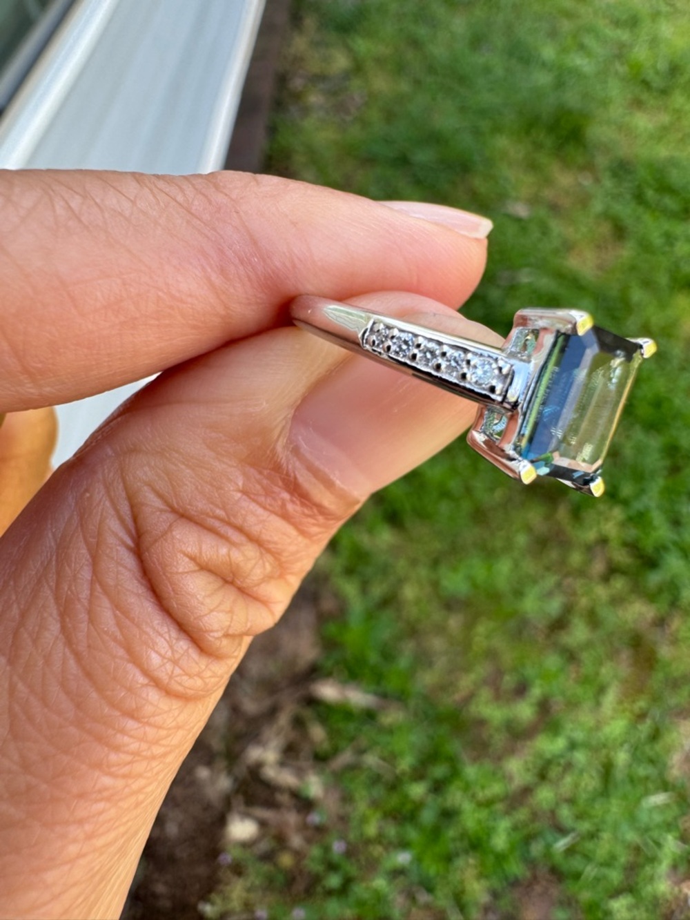 2.83CTW  Emerald Cut London Blue Tapaz Lab Grown Diamond - Picture 5 of 10